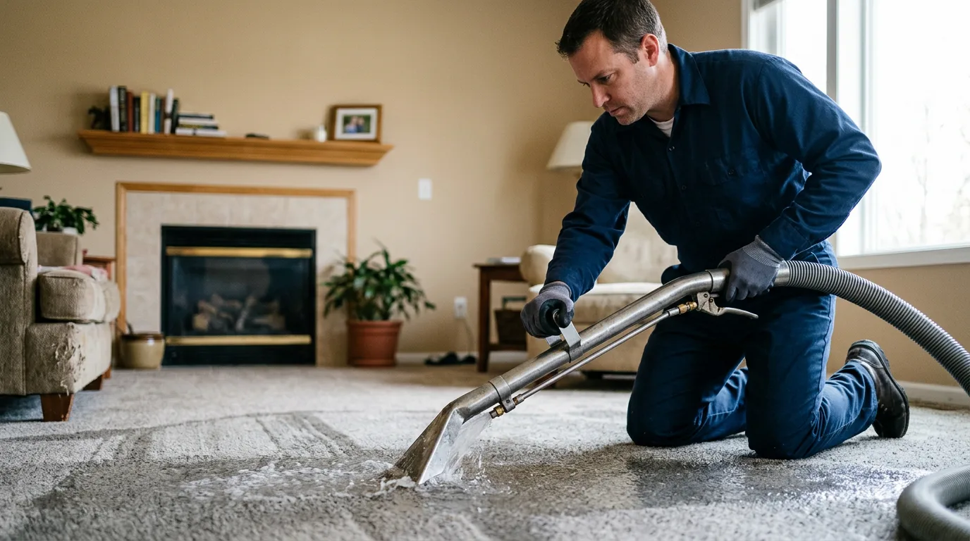Water damage restoration technician working near Lincoln, MO